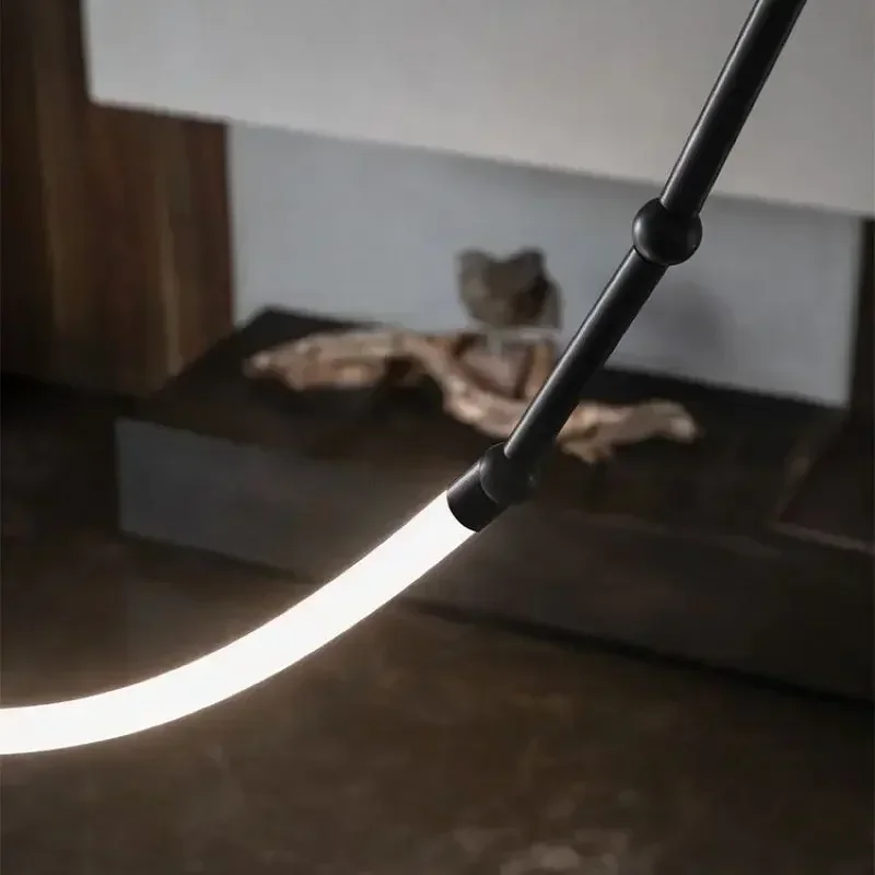 lustre moderne en bambou fer et silicone avec lumières led - Image 5