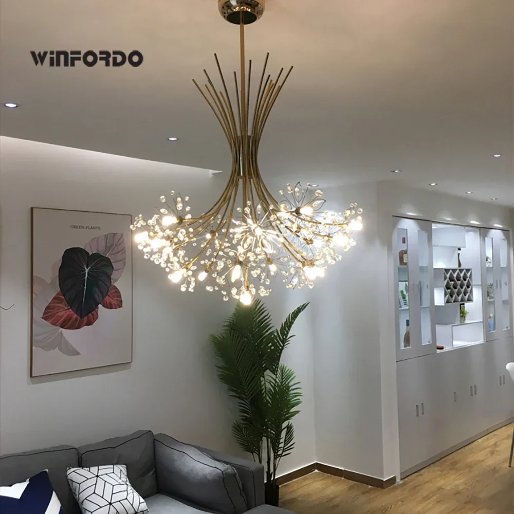 lustre moderne en cristal avec led luminaria lampadario - Image 3