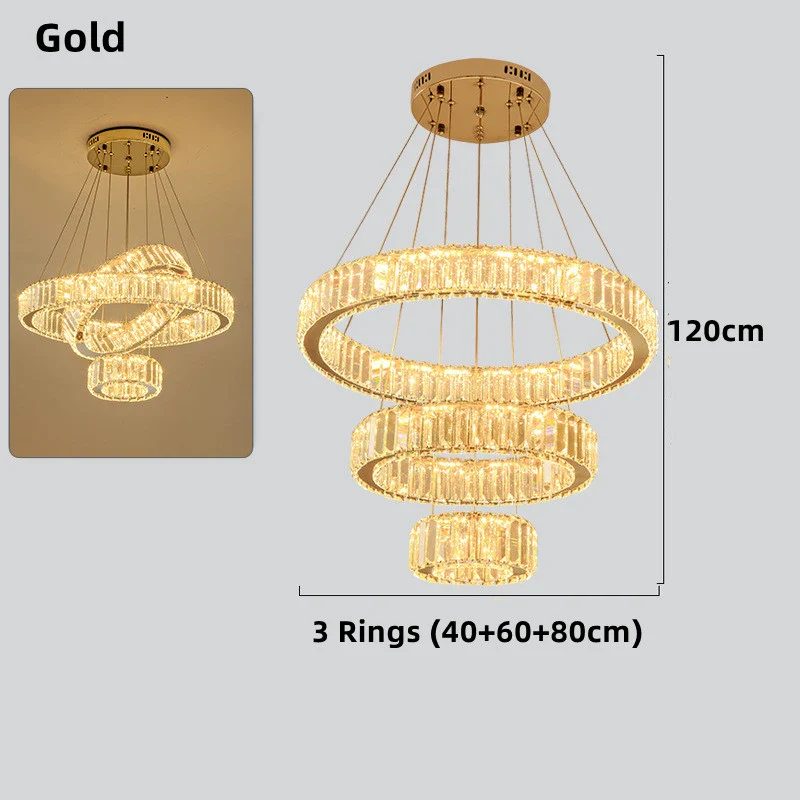 lustre moderne en cristal avec anneaux réglables pour décoration intérieure - Image 11