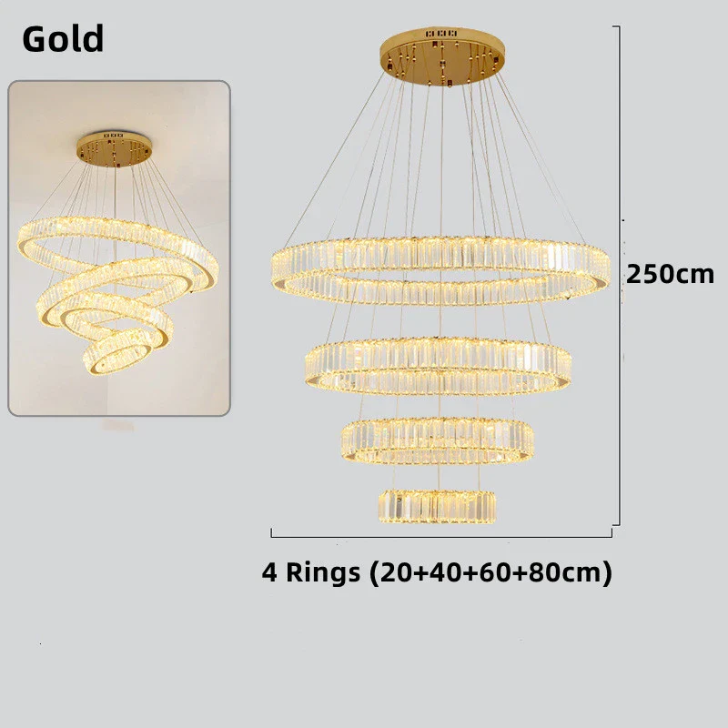 lustre moderne en cristal avec anneaux réglables pour décoration intérieure - Image 13