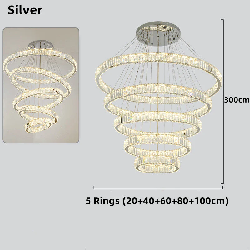 lustre moderne en cristal avec anneaux réglables pour décoration intérieure - Image 17
