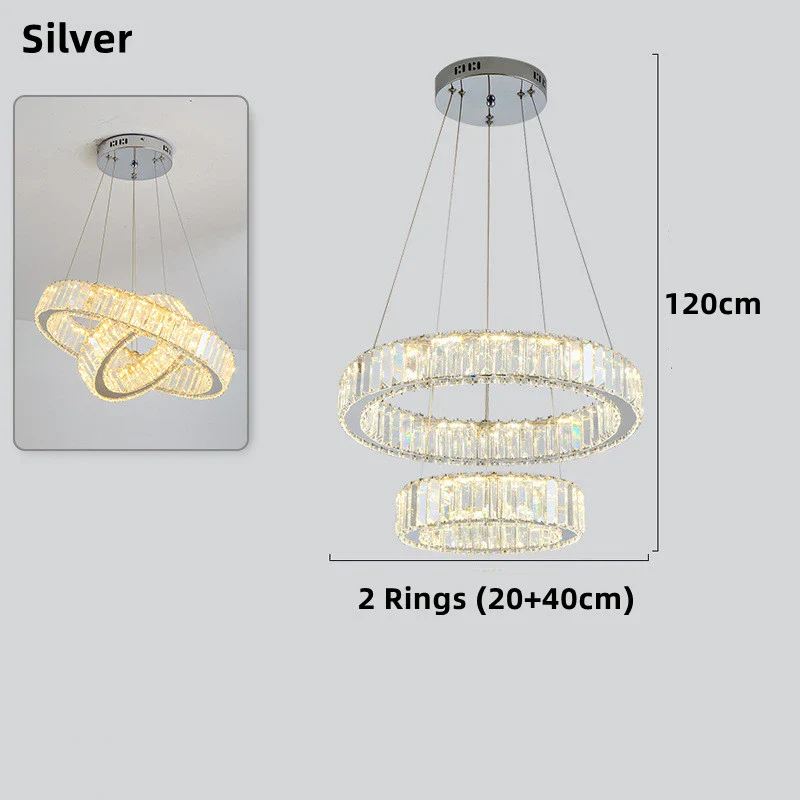 lustre moderne en cristal avec anneaux réglables pour décoration intérieure - Image 18