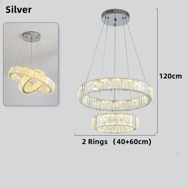 lustre moderne en cristal avec anneaux réglables pour décoration intérieure - Image 19