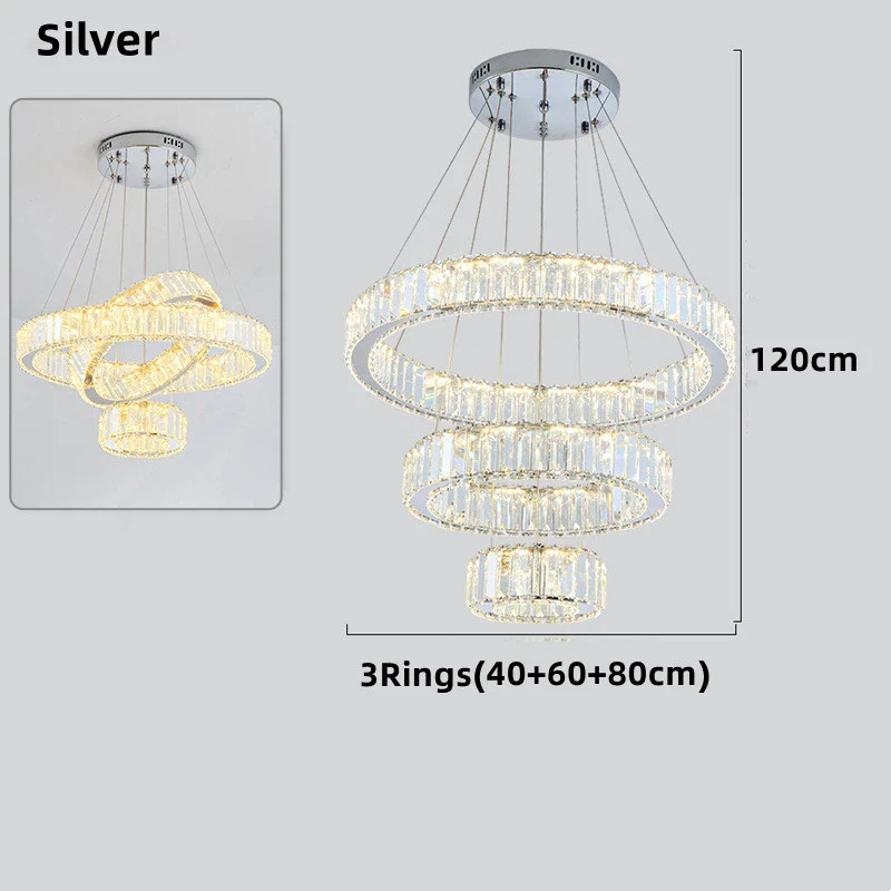 lustre moderne en cristal avec anneaux réglables pour décoration intérieure - Image 22