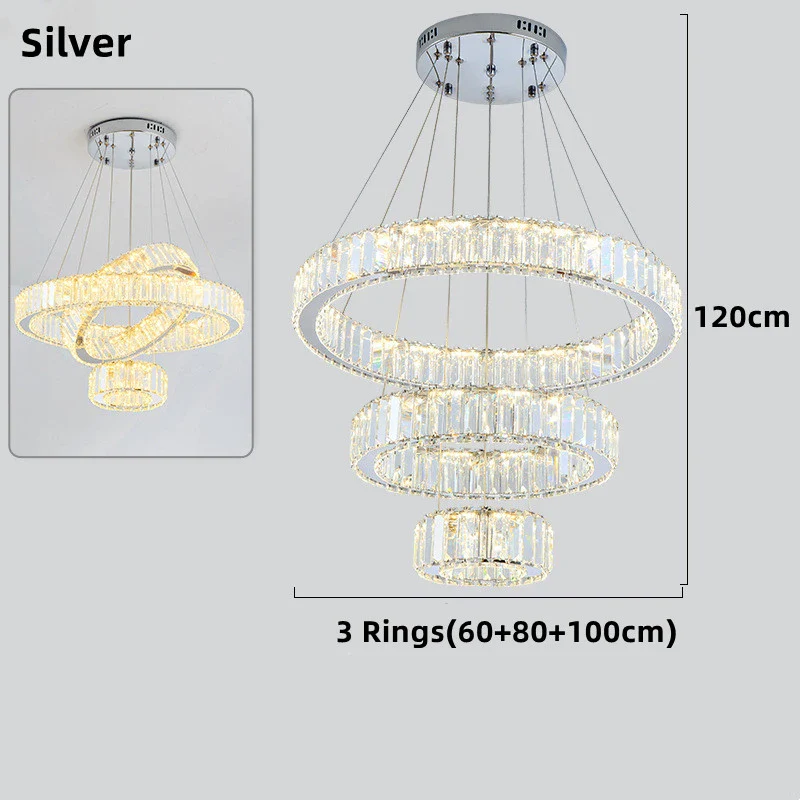 lustre moderne en cristal avec anneaux réglables pour décoration intérieure - Image 23