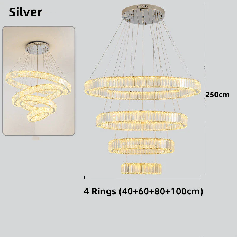 lustre moderne en cristal avec anneaux réglables pour décoration intérieure - Image 25