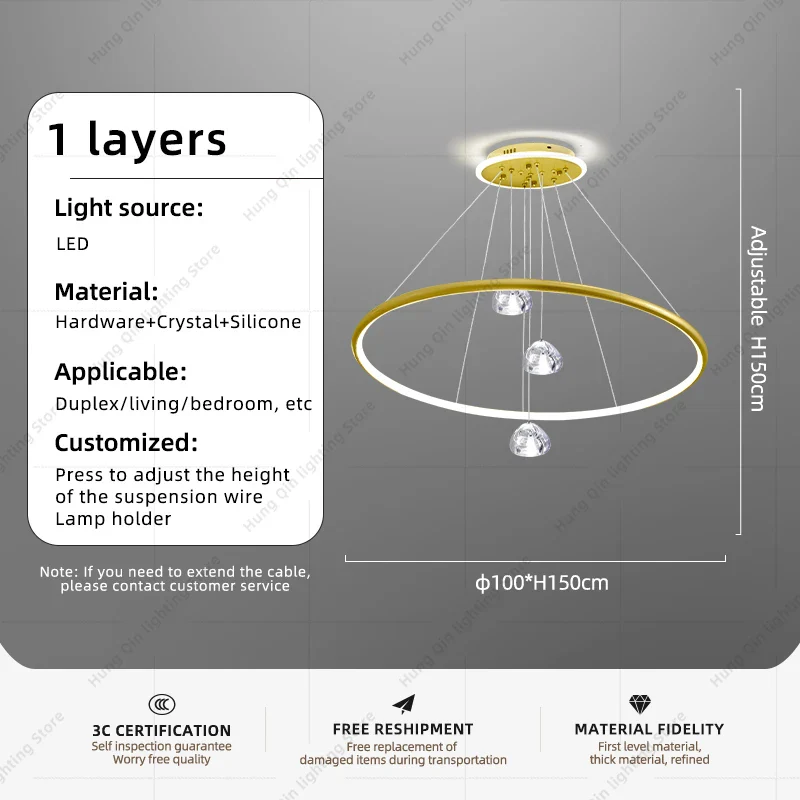 lustre moderne en cristal avec éclairage à led - Image 10