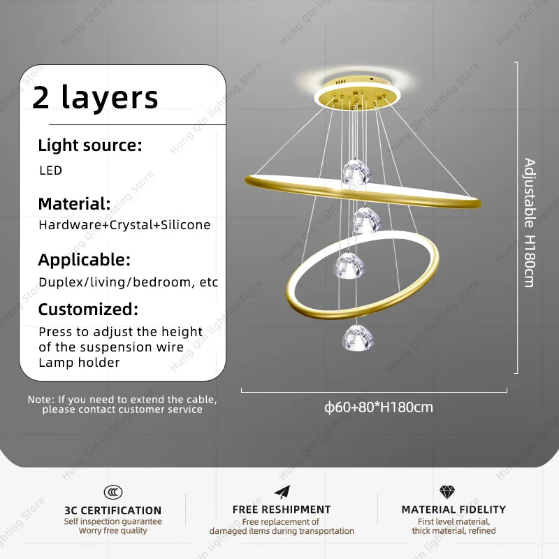 lustre moderne en cristal avec éclairage à led - Image 11