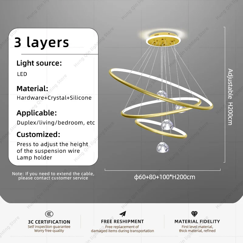 lustre moderne en cristal avec éclairage à led - Image 15