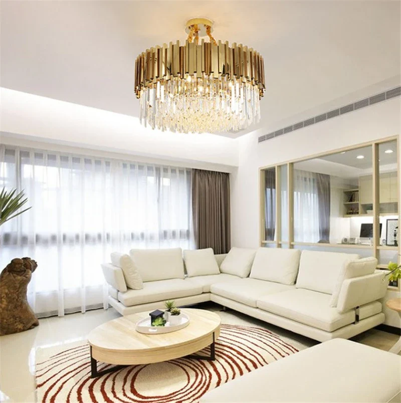 lustre moderne en cristal avec grande suspension à led - Image 3