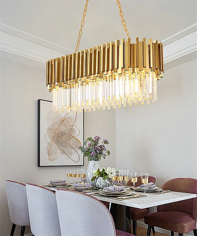 lustre moderne en cristal avec grande suspension à led - Image 5