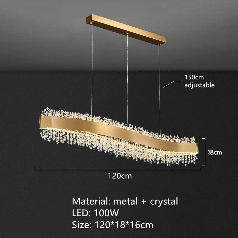 lustre moderne en cristal avec métal doré réglable - Image 10