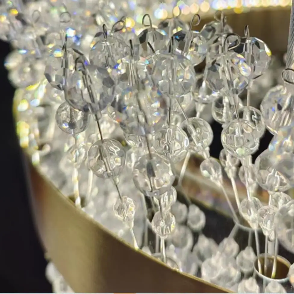 lustre moderne en cristal avec métal doré réglable - Image 6