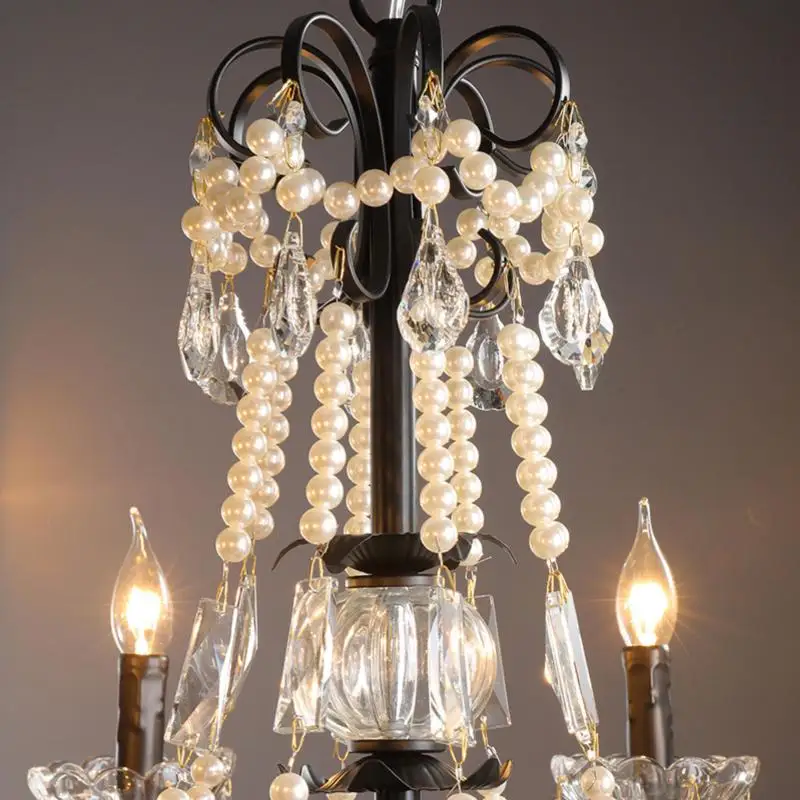 lustre moderne en cristal avec perles et éclairage led - Image 6