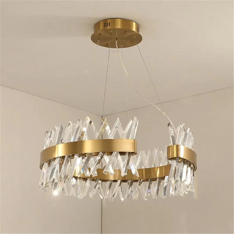 lustre moderne en cristal doré éclairage led design élégant - Image 5