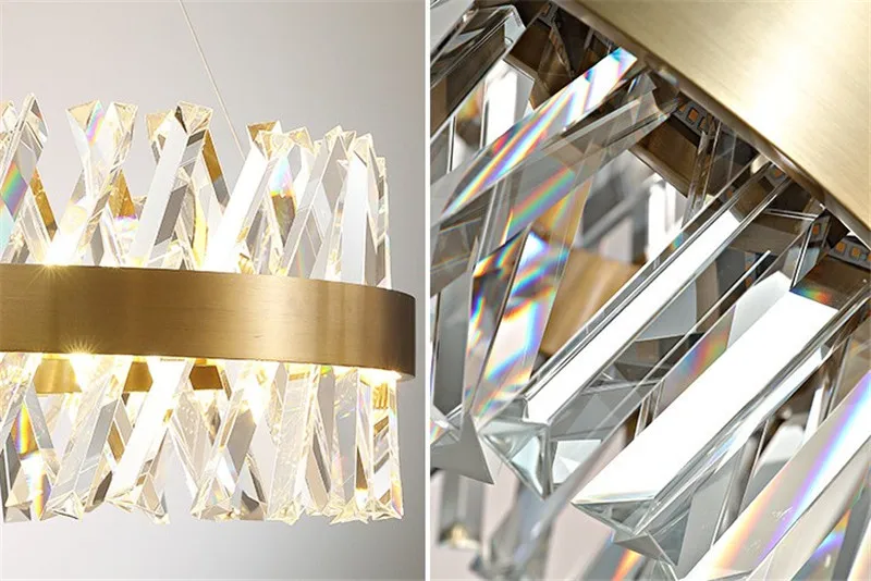 lustre moderne en cristal doré éclairage led design élégant - Image 6