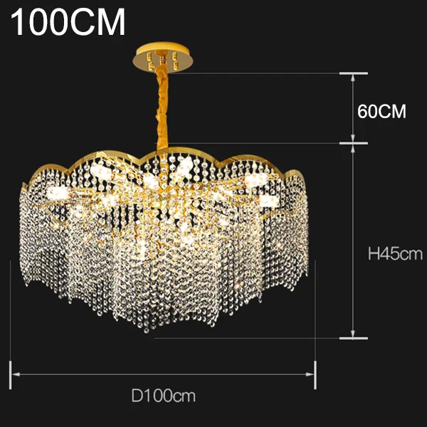 lustre moderne en cristal doré haute suspension design élégant pour intérieur - Image 6