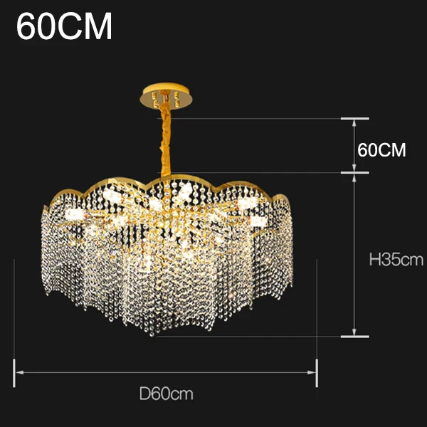 lustre moderne en cristal doré haute suspension design élégant pour intérieur - Image 8