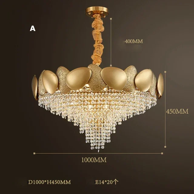 lustre moderne en cristal pampilles et acier inoxydable - Image 9