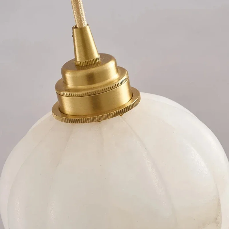 lustre moderne en marbre forme citrouille décoration intérieure créative - Image 4