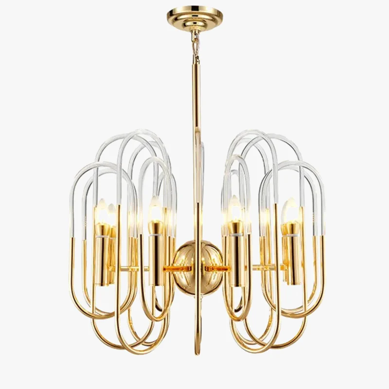 lustre moderne en métal doré et acrylique pour intérieur élégant