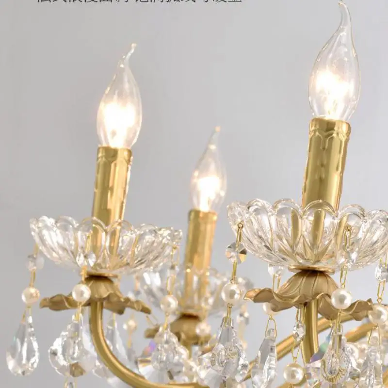 lustre moderne en or avec éclairage tube led et cristal - Image 5