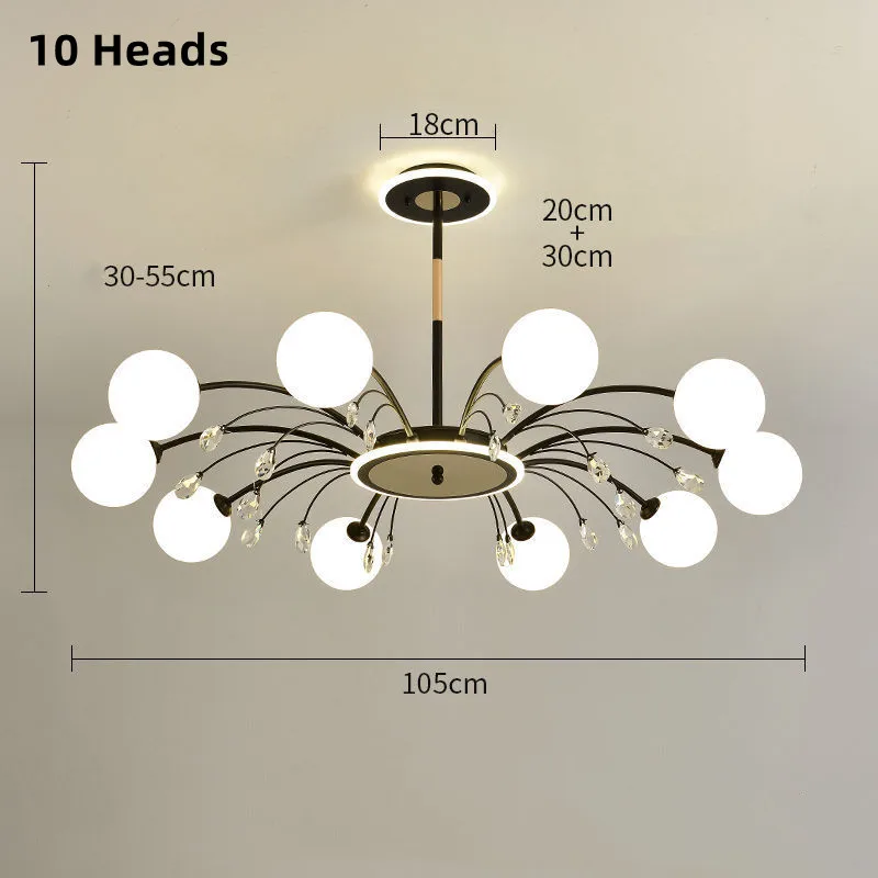 lustre moderne en verre avec cristaux lumineux pour un éclairage élégant - Image 11