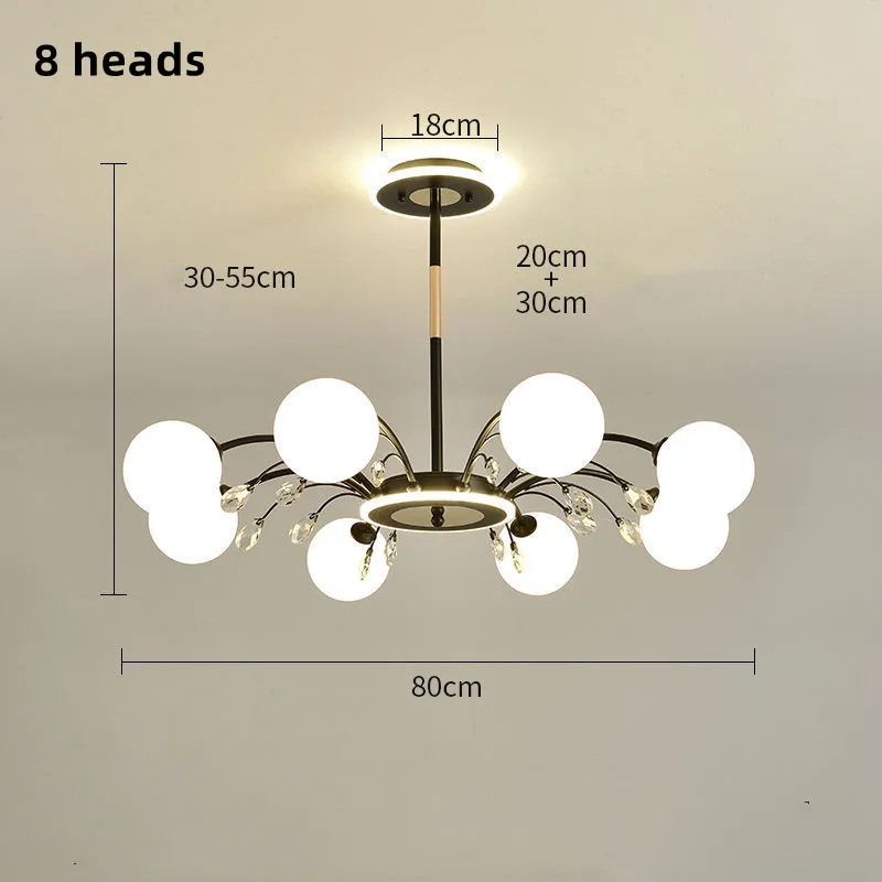 lustre moderne en verre avec cristaux lumineux pour un éclairage élégant - Image 13
