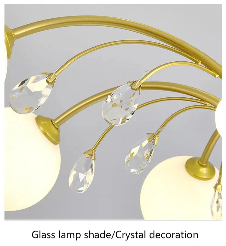 lustre moderne en verre avec cristaux lumineux pour un éclairage élégant - Image 5