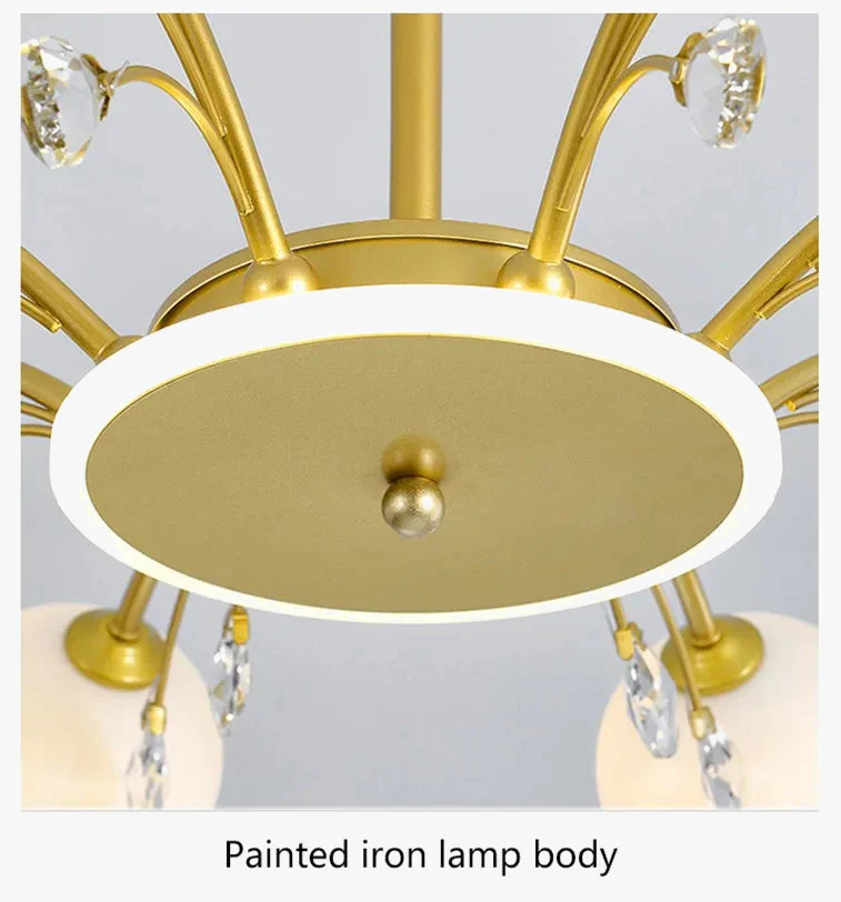 lustre moderne en verre avec cristaux lumineux pour un éclairage élégant - Image 6
