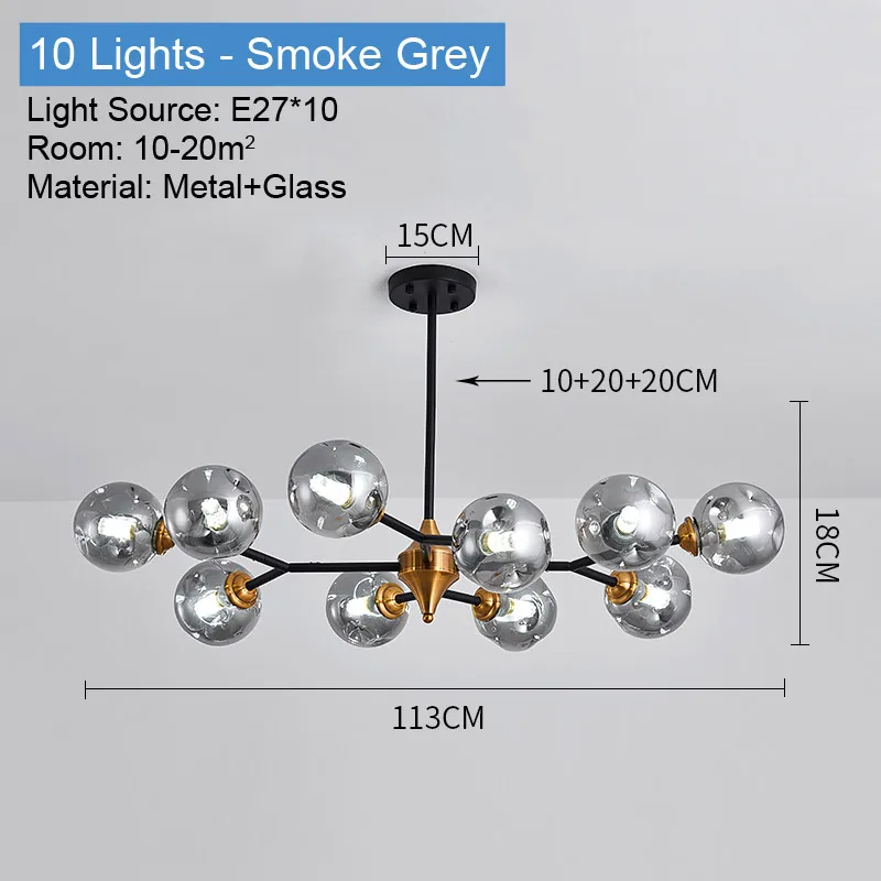 lustre moderne en verre avec éclairage led élégant - Image 11