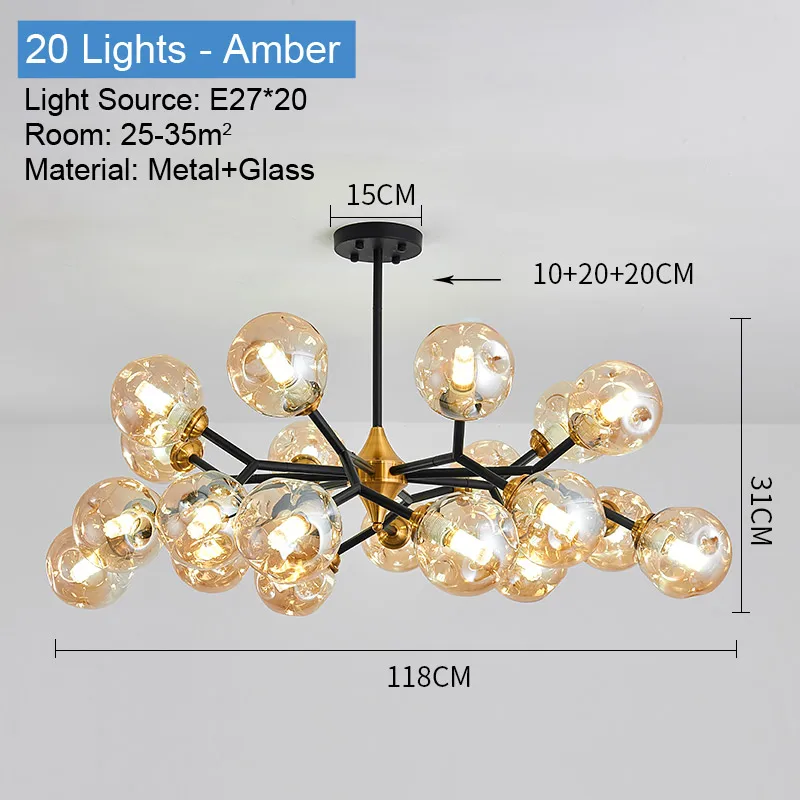 lustre moderne en verre avec éclairage led élégant - Image 8