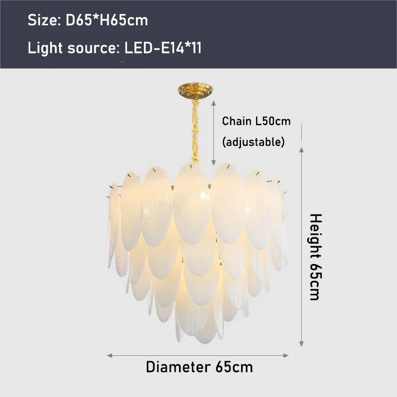 lustre moderne en verre avec plumes et éclairage led - Image 10