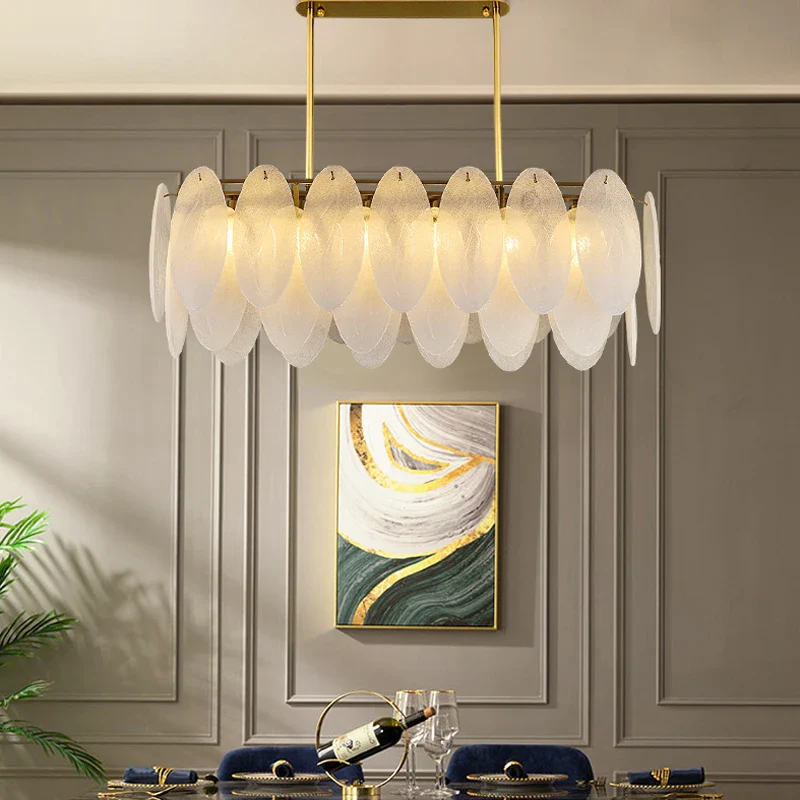 lustre moderne en verre avec plumes et éclairage led - Image 4