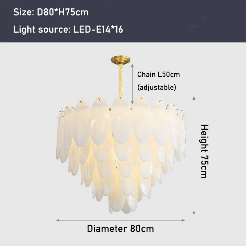 lustre moderne en verre avec plumes et éclairage led - Image 6
