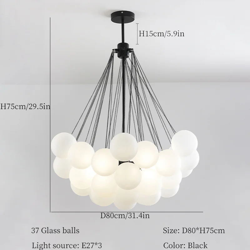 lustre moderne en verre bulles blanches pour décoration maison - Image 8