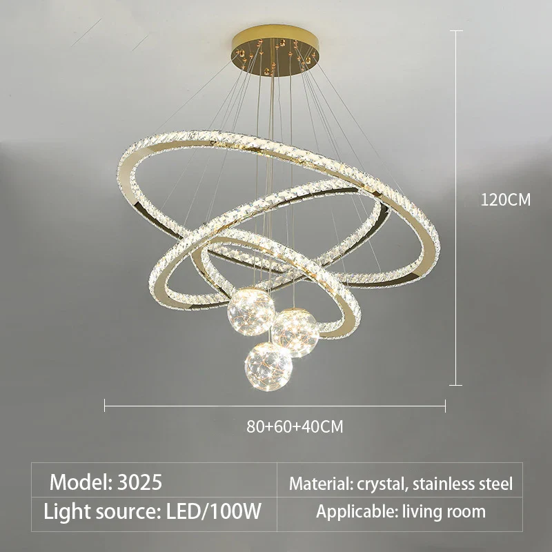 lustre moderne en verre cristal avec lumière LED étoile - Image 7