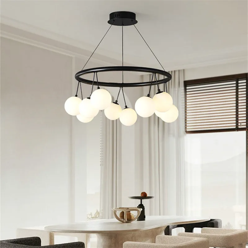 lustre moderne en verre éclairage suspendu réglable design élégant - Image 4