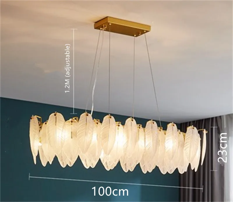 lustre moderne en verre en forme de plume d'oie éclairage suspendu - Image 10