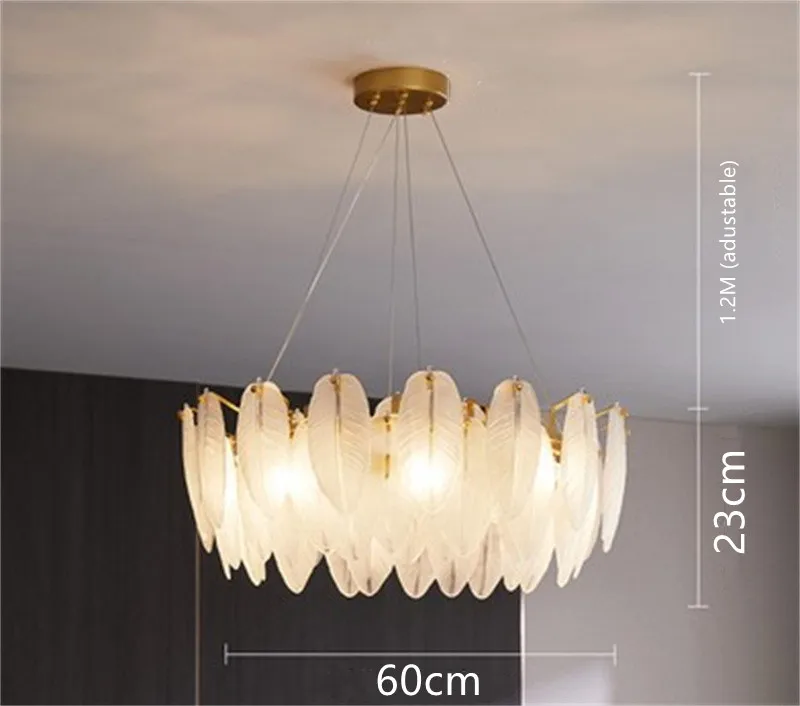 lustre moderne en verre en forme de plume d'oie éclairage suspendu - Image 11