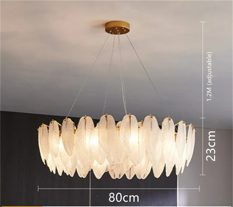 lustre moderne en verre en forme de plume d'oie éclairage suspendu - Image 12