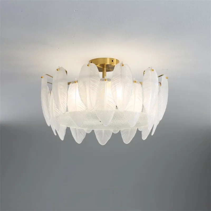 lustre moderne en verre en forme de plume d'oie éclairage suspendu - Image 3