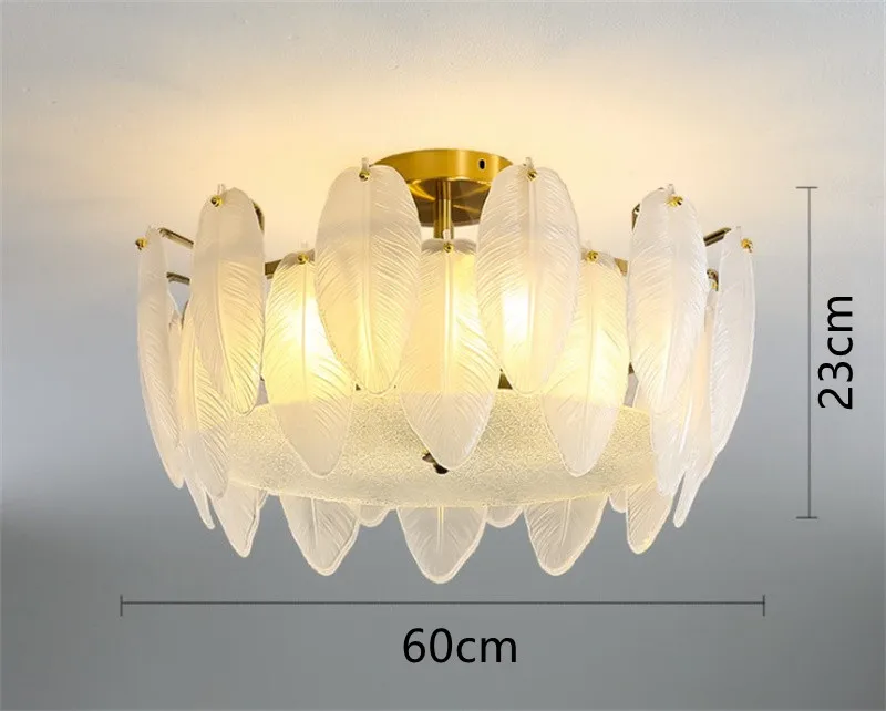 lustre moderne en verre en forme de plume d'oie éclairage suspendu - Image 6