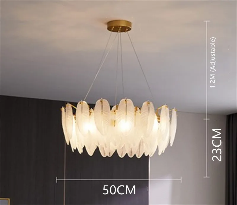 lustre moderne en verre en forme de plume d'oie éclairage suspendu - Image 8