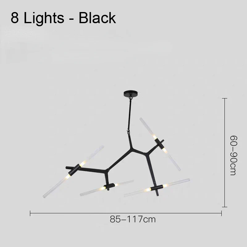 lustre moderne en verre led tube branche pour décoration suspendue - Image 10
