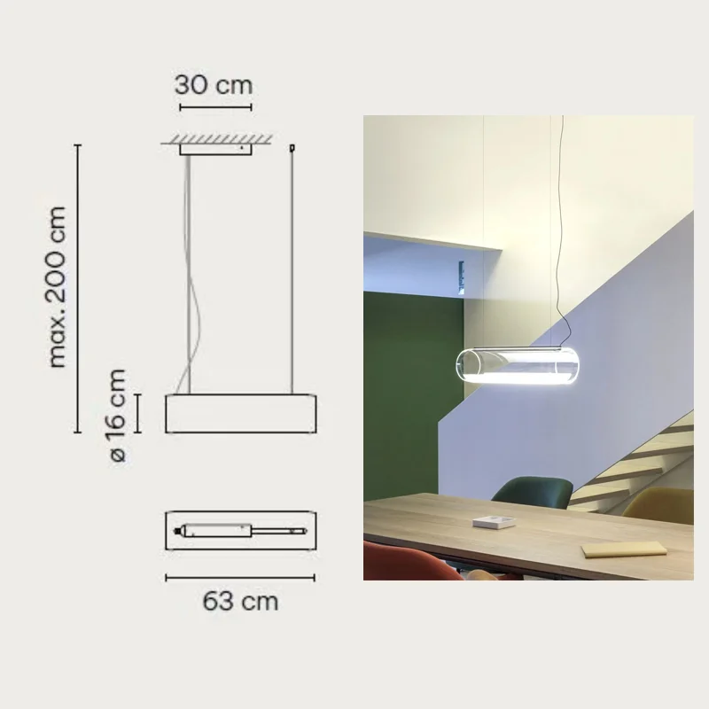 lustre moderne en verre transparent avec éclairage led - Image 7