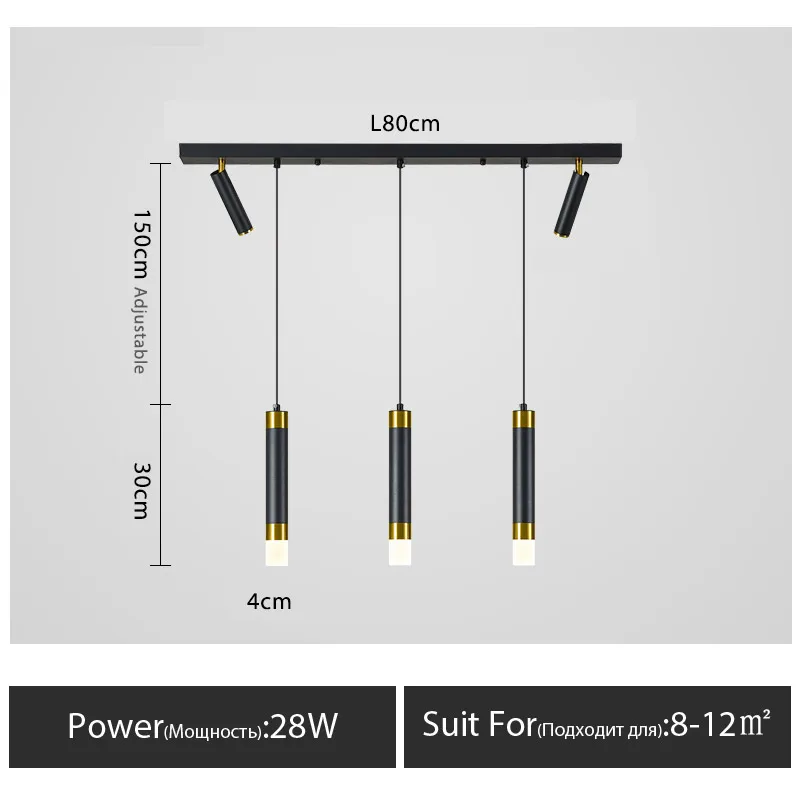 lustre moderne minimaliste à trois led pour table luxe - Image 12