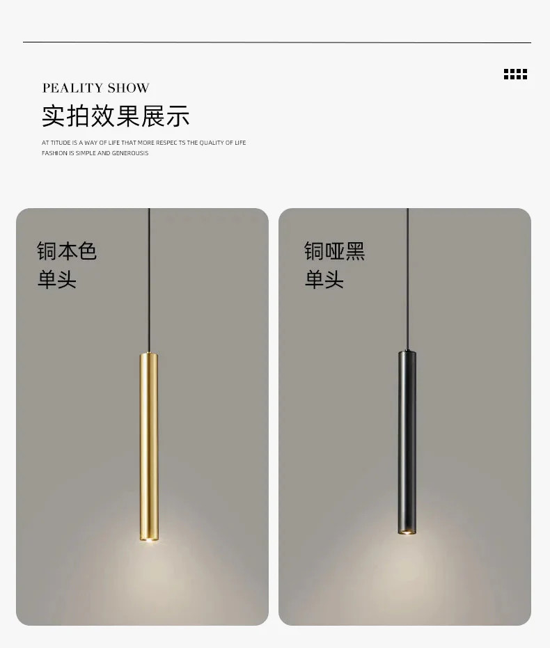 lustre moderne minimaliste led en cuivre pour restaurant et bar - Image 5