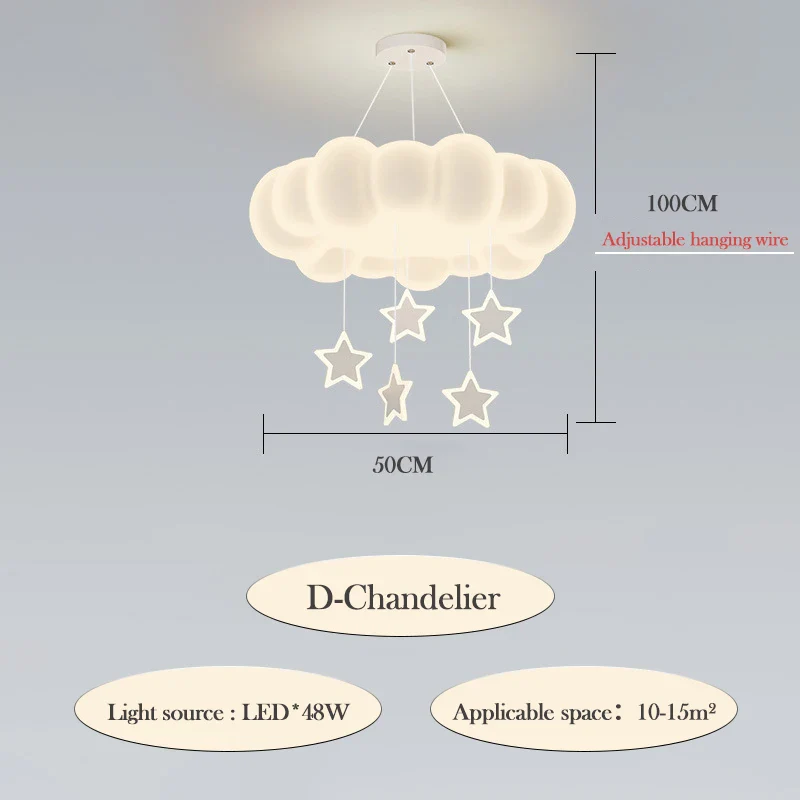 lustre moderne nuages romantique pour chambre enfant décoration intérieur - Image 8