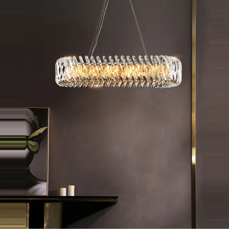 lustre moderne rond à intensité variable led cristal - Image 6